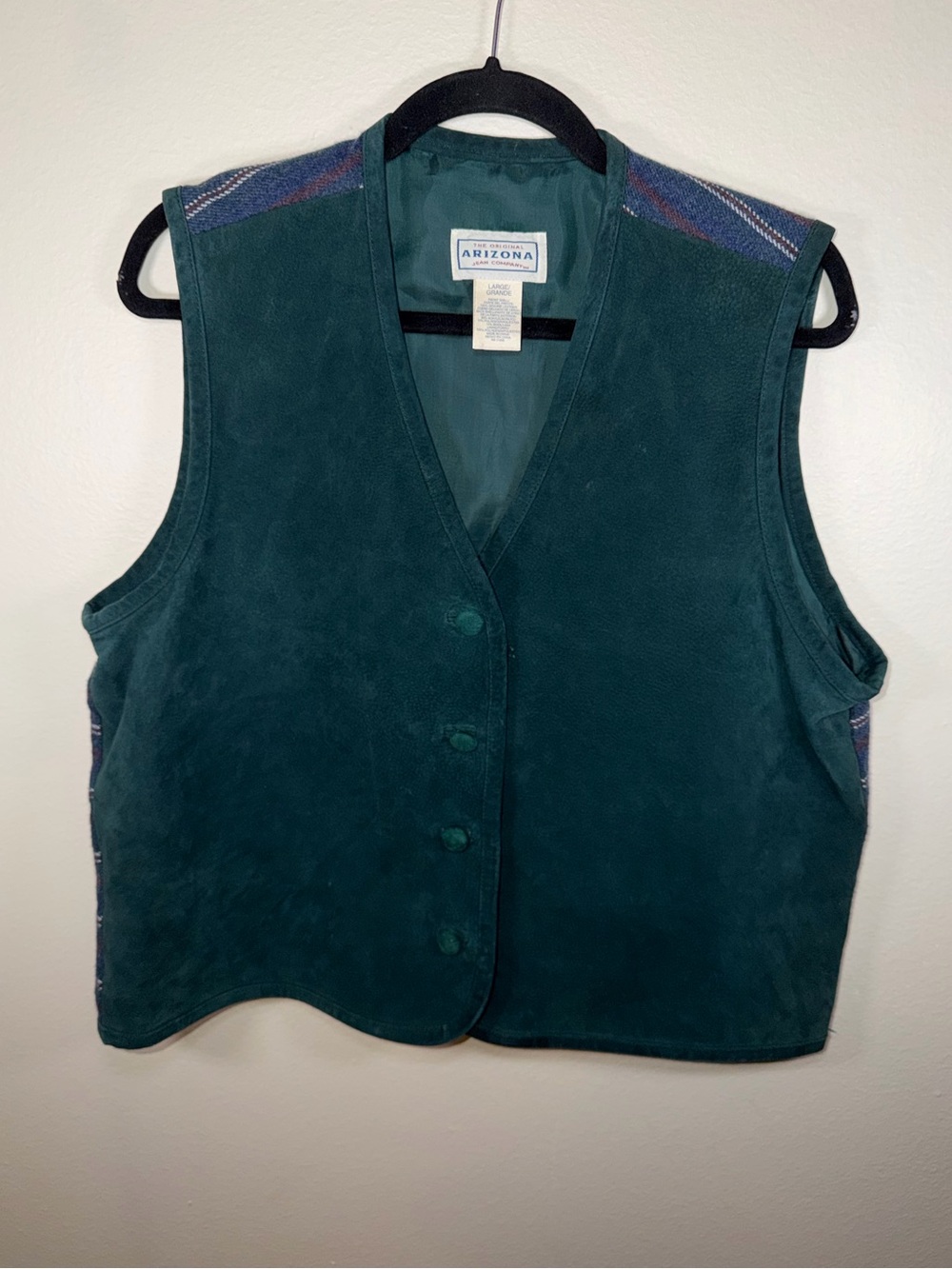 Vintage 90’s Arizona Jeans Suede Blanket Leather Vest Western Retro Stripes